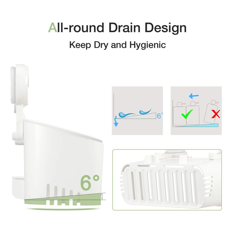 LUXEAR Shower Caddy Suction Cup NO-Drilling Removable Shower Shelf Powerful Heavy Duty Hold up to 22lbs, Waterproof Storage Basket for Shampoo & Toiletries Bathroom & Kitchen Caddy Organizer - Image 5
